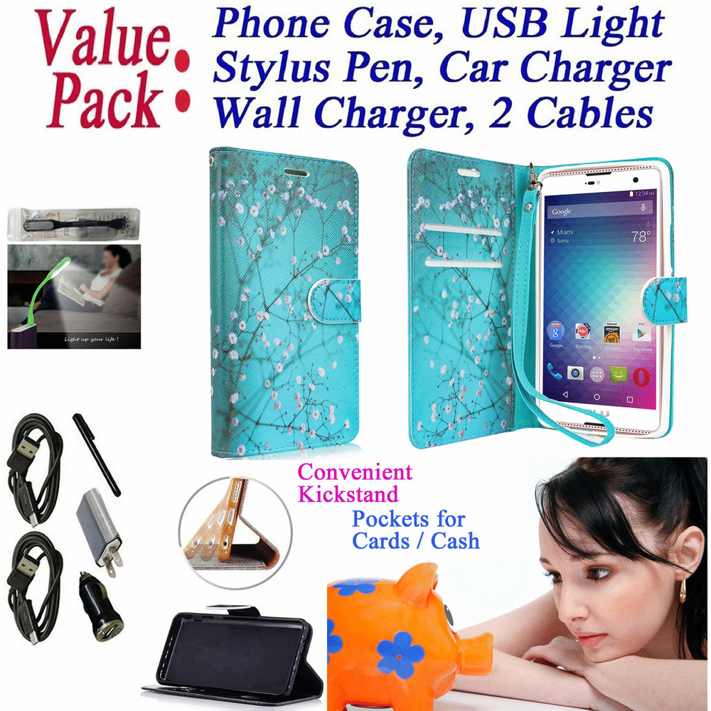 Value Pack + for 5.5" BLU Grand HD 2016 Version Case Wallet Phone Case