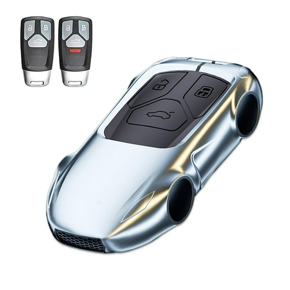 Key Cover Case, Zinc Alloy Metal Key Fob Case Protector Shell Accessories Compatible with Audi A4 Q7 Q5 TT A3 A6 SQ5 R8 S5