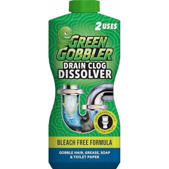 Green Gobbler Drain Clog Dissolver, Drain Opener-Cleaner ,Toilet Clog Remover, 31 oz
