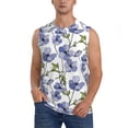 thumbnail image 1 of Fotbe Blue Flax Flowers Men's Camiseta sin Mangas Estampada para Hombres, Playera Casual para Gimnasio, Entrenamiento, Playa-Small, 1 of 7