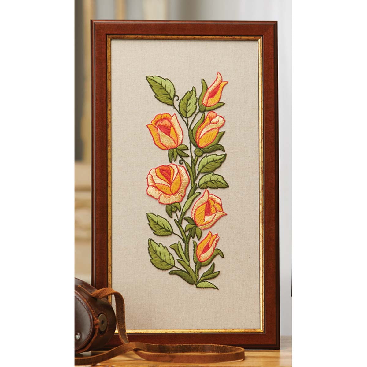 Herrschners® Orange Roses Picture Stamped Embroidery Kit