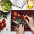 thumbnail image 3 of Dragon Cutting Board, Angry Dragon Doodle on Grunge Background Japanese Eastern Ethereal Pattern Print, Decorative Tempered Glass Cutting and Serving Board, Large Size, Ivory and Ruby, by Ambesonne, 3 of 5