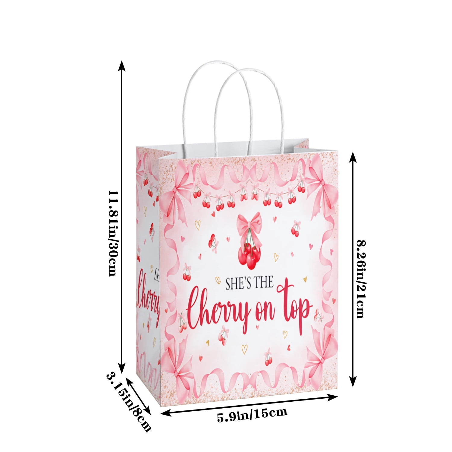 YAHAFEPY Baby Shower Party Favor Bags, She's the Cherry on Top Decorations -20Pcs