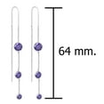 thumbnail image 5 of Graduated Tiers Purple Cubic Zirconia Sterling Silver Threader Earrings, 5 of 5
