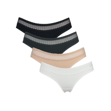 

Women s Assorted Cotton Mesh Thong Panties Underwear 4-Pack