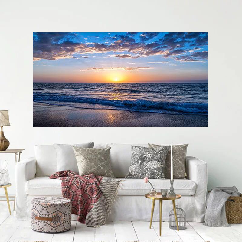 Sunset Beach Wall Art Beach Vacation Painting Beach Picture Canvas Home  Decoration for Living Room Bedroom Framed Ready to Hang