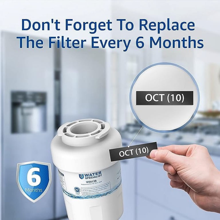 Waterdrop Refrigerator Water Filter 6-Pack – Replacement For GE & Kenmore SmartWater MWF/MWFI