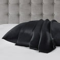 thumbnail image 2 of Madison Park Silk Modern Fabric Mulberry Single Pillowcase in Black, 2 of 5