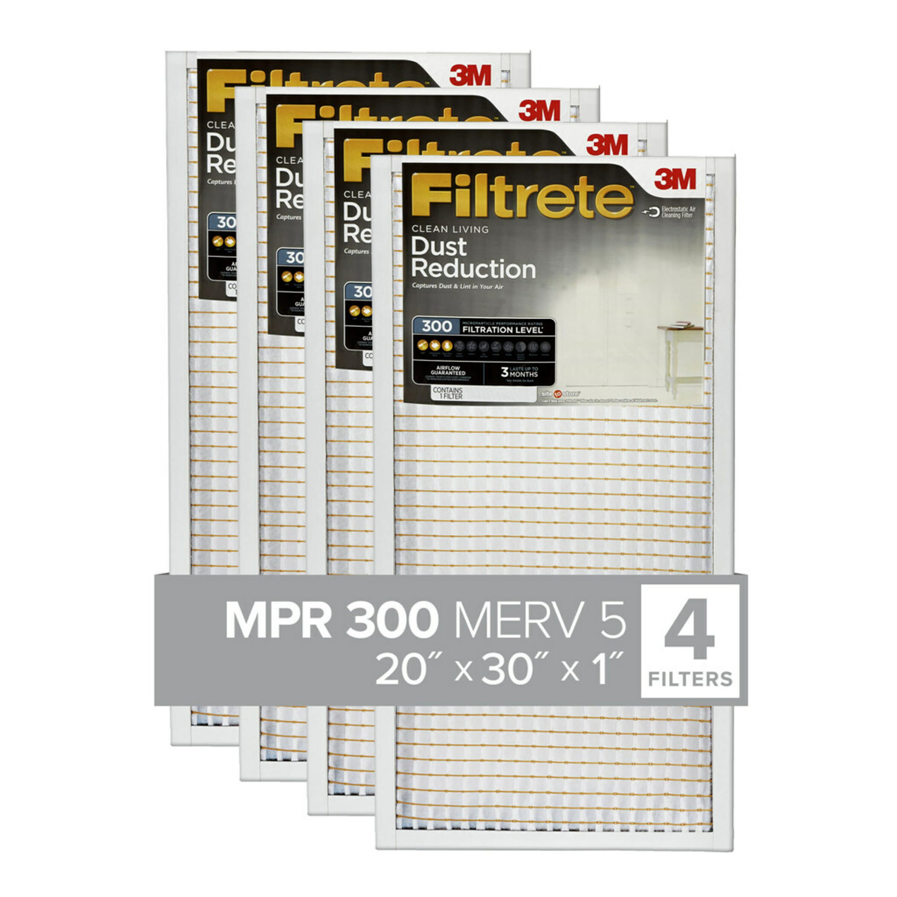 Filtrete A/C Filters MPR 300 Clean Living Basic Dust AC Furnace Air Filter 6-Pk