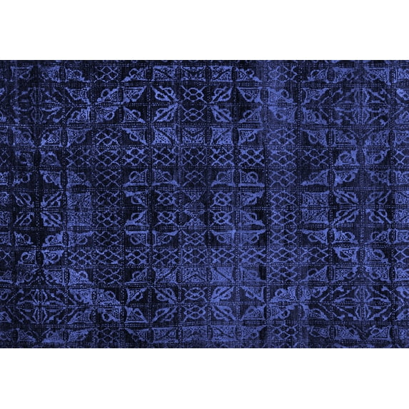 Ahgly Company Indoor Rectangle Abstract Blue Modern Area Rugs, 2' x 3'