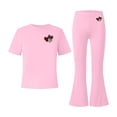 thumbnail image 6 of BXJX Girls Outfit Sets, Short Sleeve Crew Neck 2PC Holiday T-Shirts and Flare Pants Sets Pink Size 14-15 T, 6 of 6