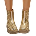 thumbnail image 1 of LSLJS Bottes Western de Cowboy Imprimé Or Bottines en Soie, 1 of 7