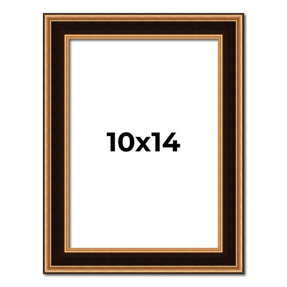 10x14 Frame Gold Brown Plein Air Vintage Solid Wood Picture Frame | 1.75 Inches Moulding Width |