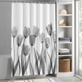thumbnail image 3 of Gray Watercolor Tulip Fabric Shower Curtain Flower Floral Washable Shower Curtains for Bathroom, Waterproof Bath Curtain with Hooks Home Decor 72x72in, 3 of 8