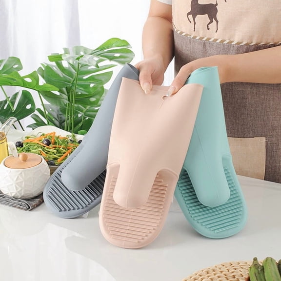 Ycandiee Silicone Oven Mitts, Waterproof & Non-Slip Oven Gloves, Silicone Oven Gloves, Kitchen Mitts for Baking Cooking Barbecue, Women