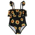 thumbnail image 1 of Hiiyo Big Girls Sunflower Print One-Piece Swimsuit Ruffle Beach Bathing Suit Swimwear, 1 of 7