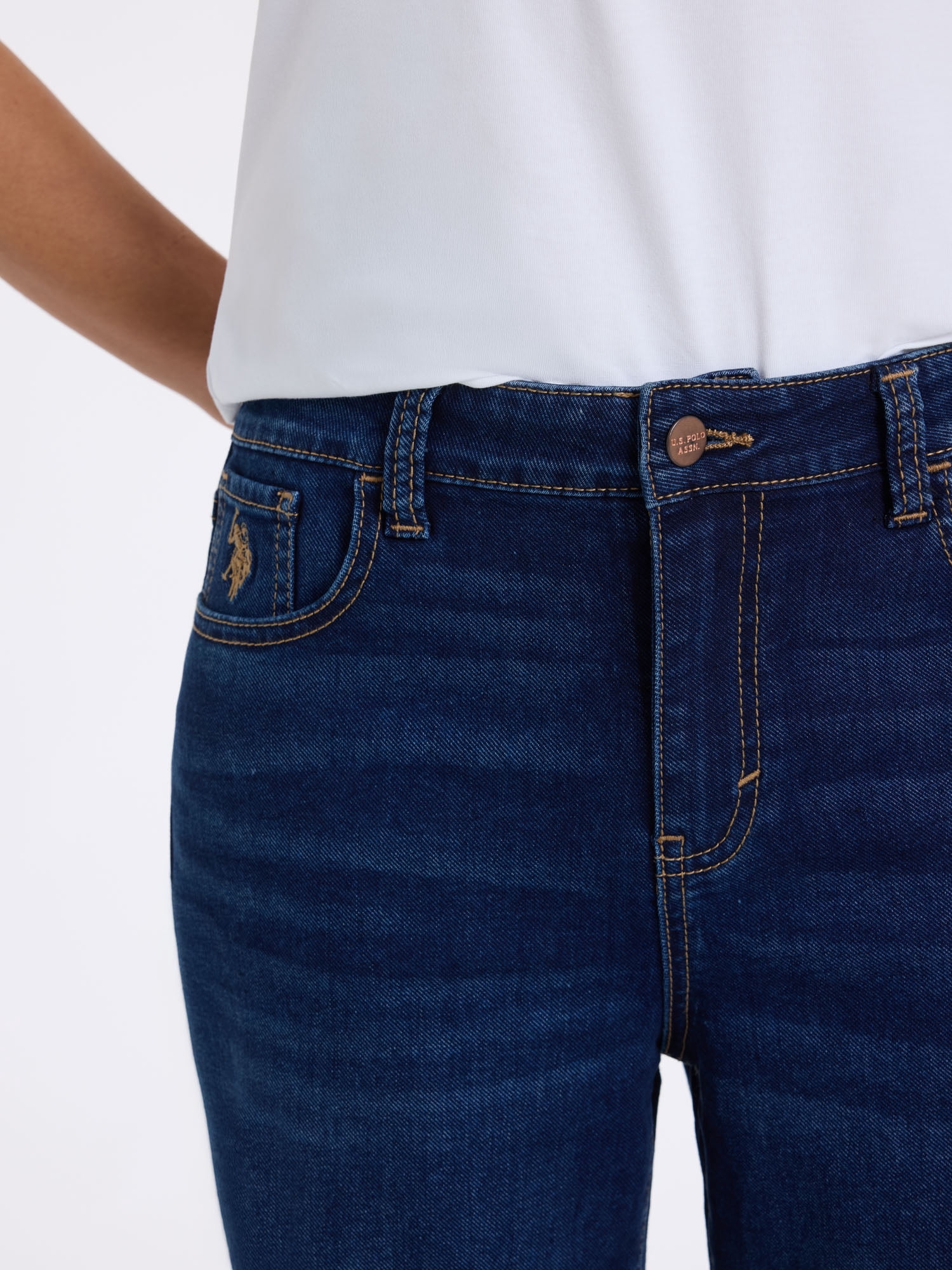 U.S. Polo Assn. Women's High Rise Relaxed Knit Denim Wide Leg Jeans
