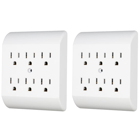 6 Outlet Wall Tap Extender Turns 2 Grounded Outlets into 6 - Easy Install Charging Station | 2 Pack