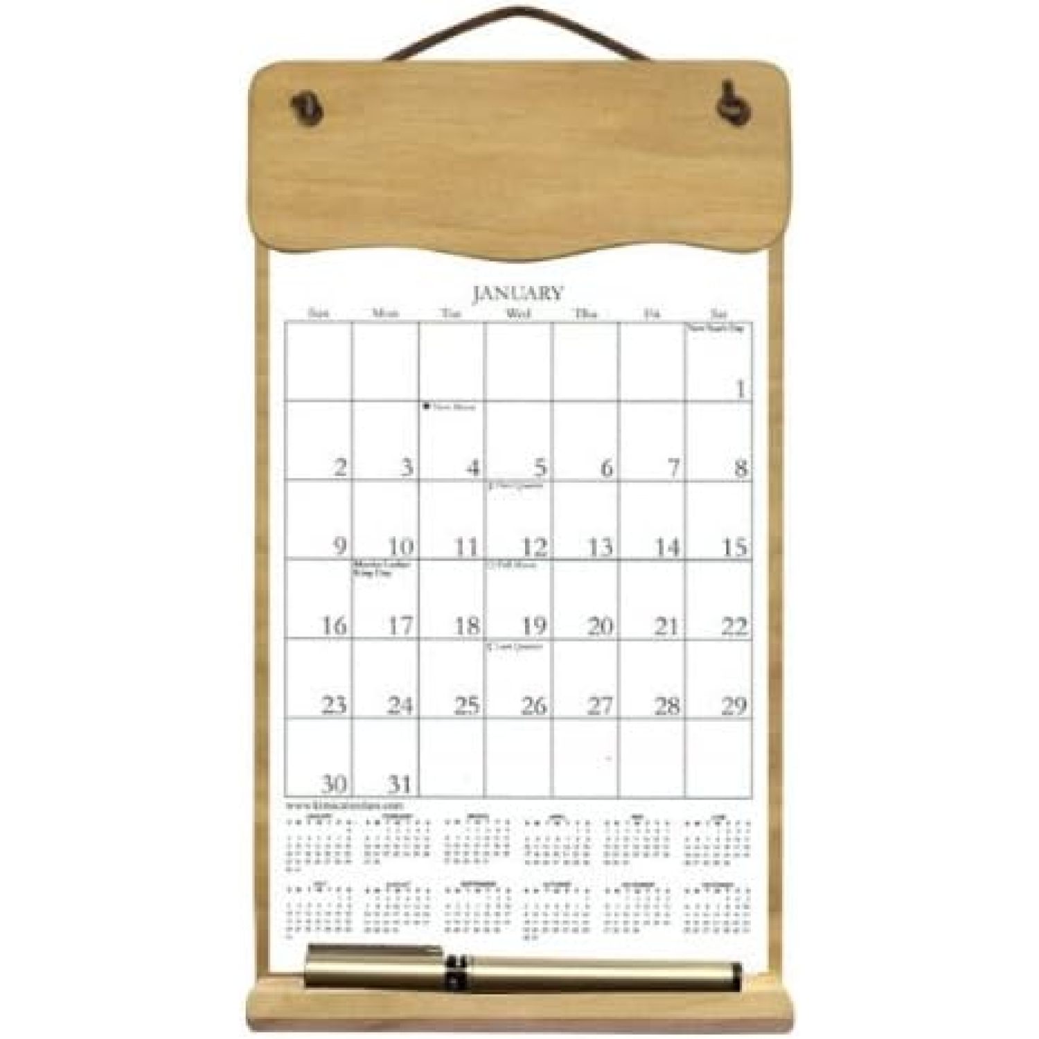 7" x 12" Wooden Refillable Calendar Holder filled with the rest of 2023