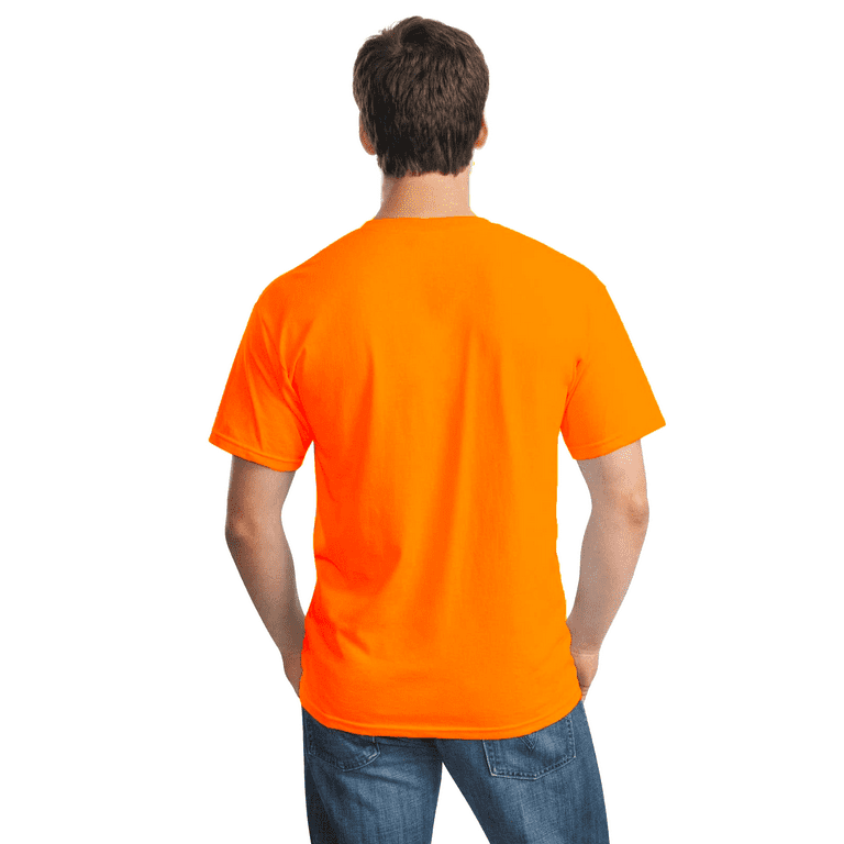 Gildan Hi Vis Short Sleeve T-Shirt, Safety Orange, 5.3oz, ANSI