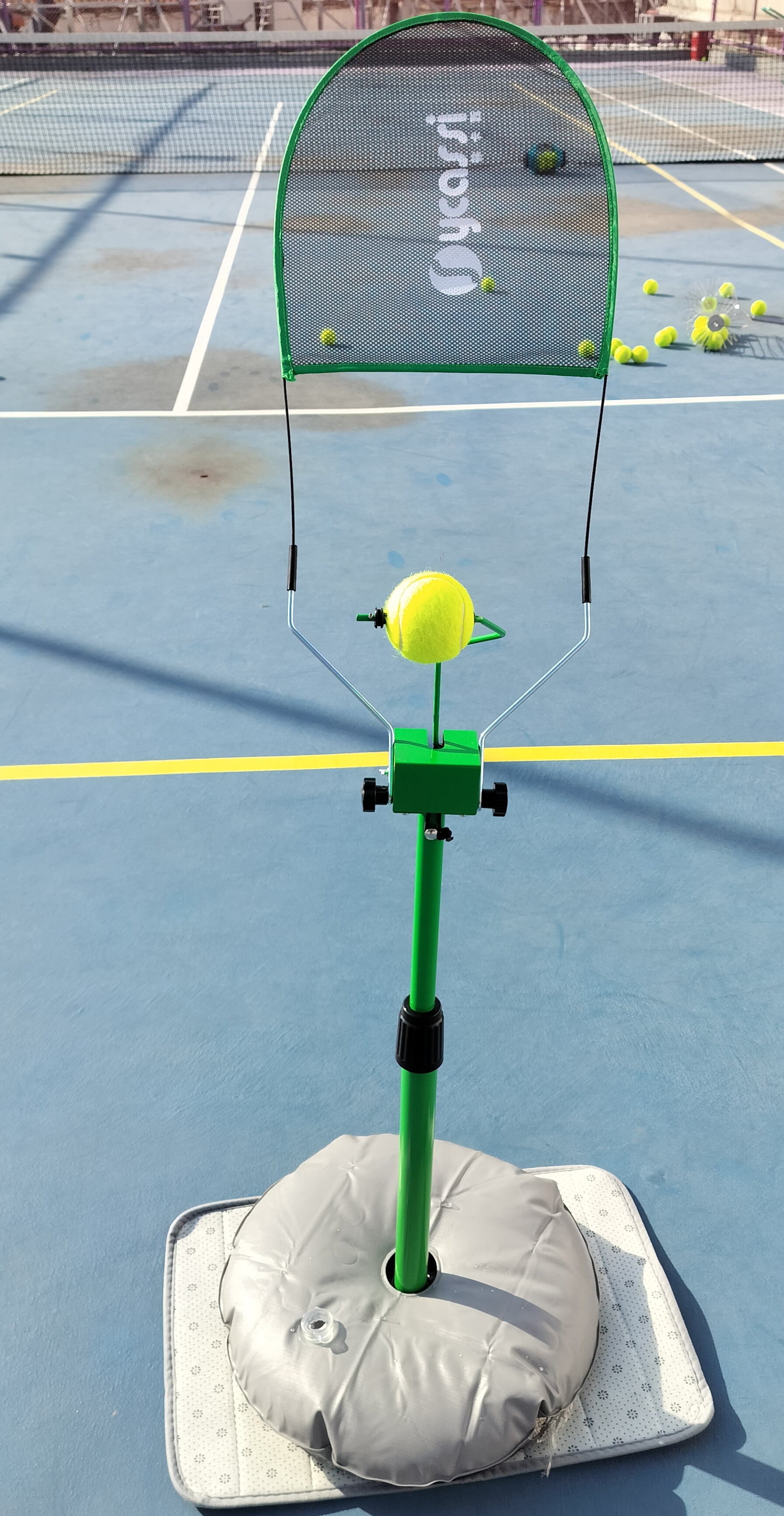 2-in-1 Pickleball & Tennis Topspin Trainer – Tool-Free 2-Min Assembly, Ultra-Stable Water-Filled Base, Indoor/Outdoor Use, Bonus Replacement Balls & Posture-Correcting Mesh Wings for Skill Boost
