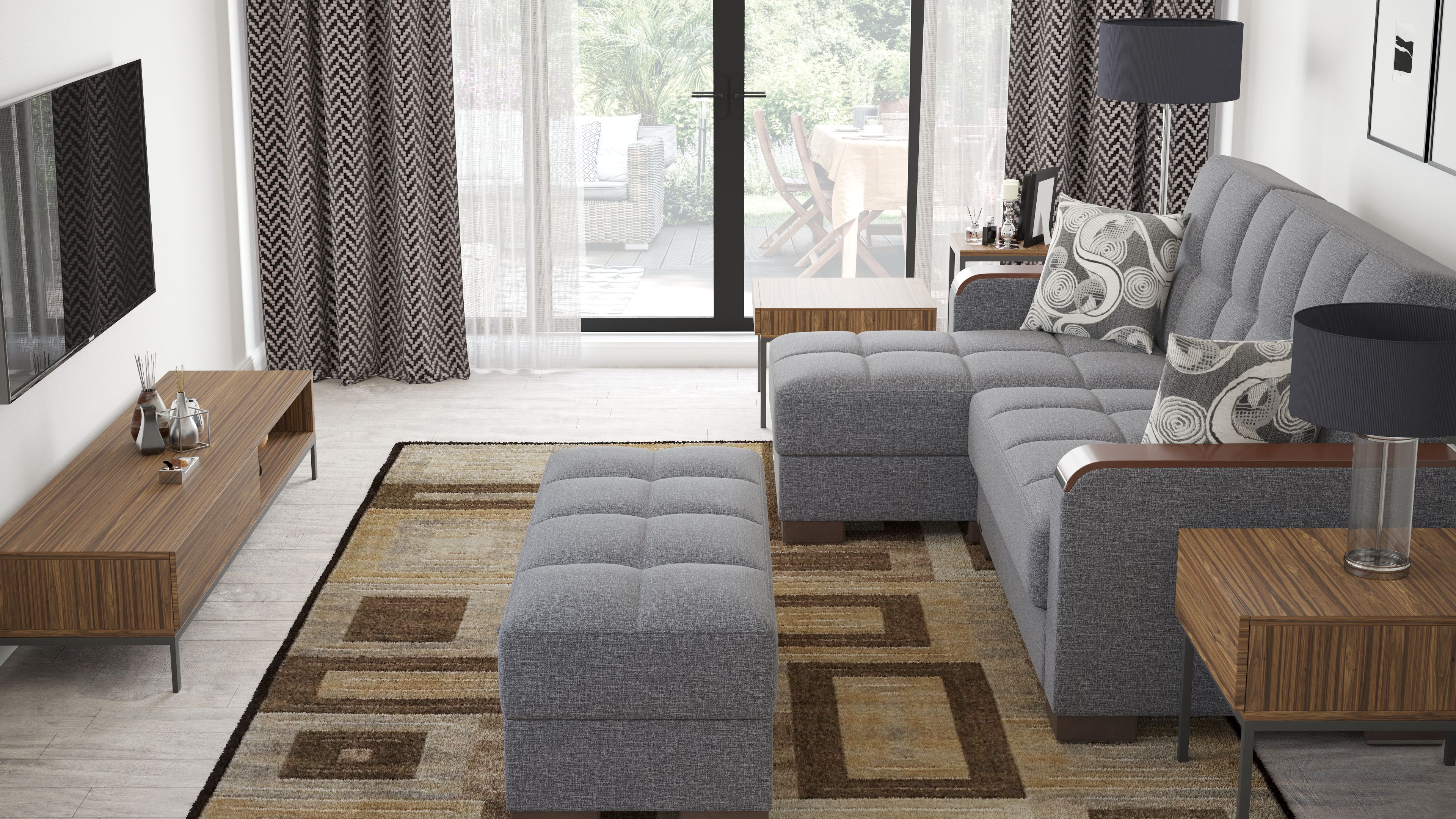 Ottomanson Origins X Upholstered Storage Ottoman, Gray