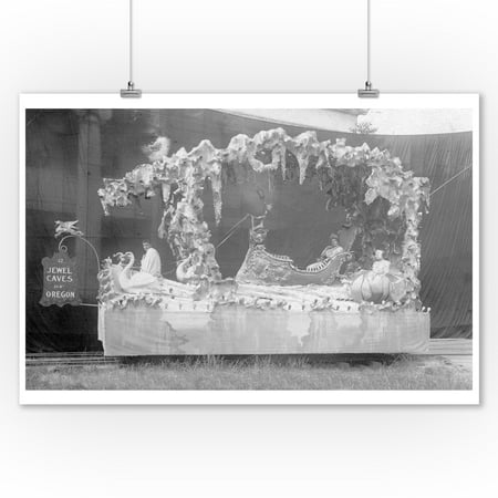 Portland, Oregon - A Rose Show Float, Jewel Caves of OR (9x12 Art Print, Wall Decor Travel (Best Time To Travel To Portland)