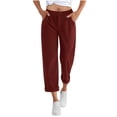 thumbnail image 2 of Sevevn Women's Fall Corduroy Pleated Draped Straight-Leg Roll-Cuff Pants Versatile Comfortable Casual Outdoor Pants with Pockets, 2 of 9