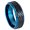 Black/Blue, variant on 8mm Mens 2-Tone Tungsten Wedding Band, Hammered Center, Stepped Edge Engagement Ring - TN946WAs10