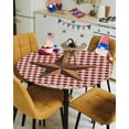 thumbnail image 2 of 4th of July Round Fitted Tablecloth with Elastic Barn Star Texas Independence Day Tablecloths Classic Country Primitive Red Check Table Cover for Dinner Party Fits Tables up to 36"- 44" Diameter, 2 of 6