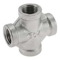 Unique Bargains 304 Stainless Steel Pipe Fittings 1/4"BSPT Female Thread Cross 1 Pc