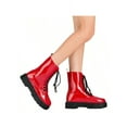 thumbnail image 5 of Women Lace-Up Front Combat Boots Fashionable Round Toe Low Heel Boots Chunky Platform Combat Boot Short Boots With Thick Sole Bottom Ankle Boots, 5 of 5