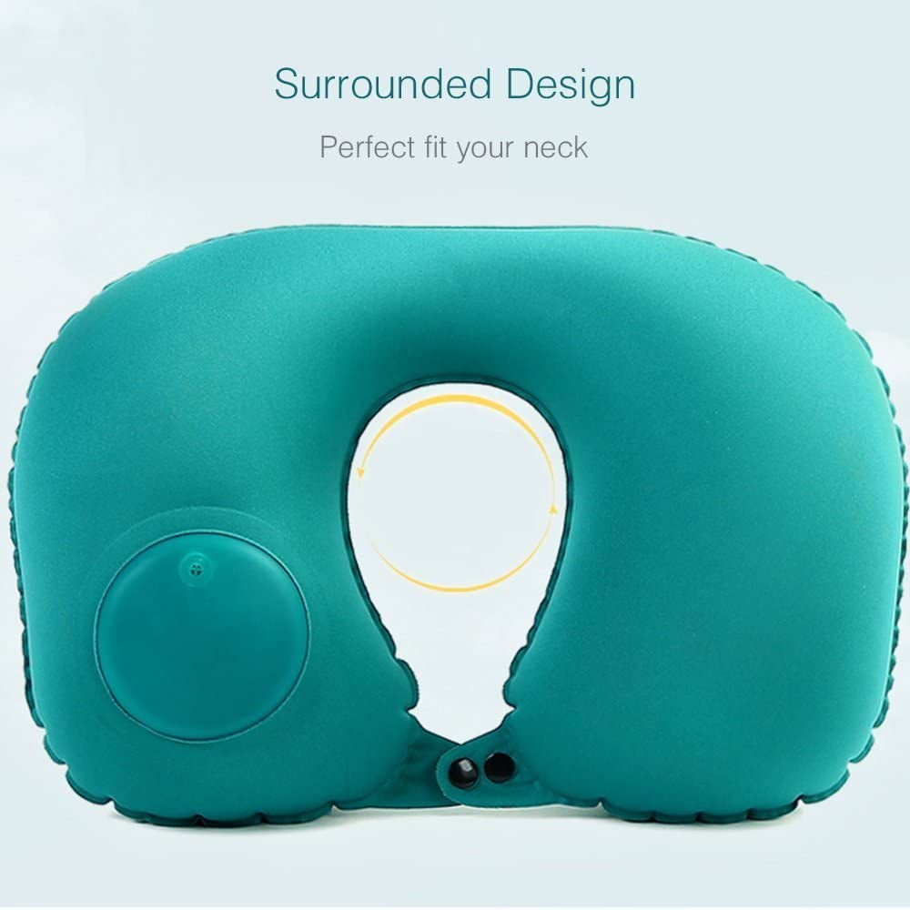 D-GROEE 2Pcs Ultralight Neck Pillow Travel Pillow Inflatable, Press Type  Portable Neck Support Pillow for Airplane,Neck Travel Pillow for Adults and