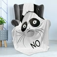 thumbnail image 4 of Animal Soft Flannel Fleece Throw Blanket, Cat Face Portrait Says No Grumpy Social Character Kitty Domestic Image, Cozy Plush for Indoor and Outdoor Use, 50" x 60", Black and White, by Ambesonne, 4 of 5