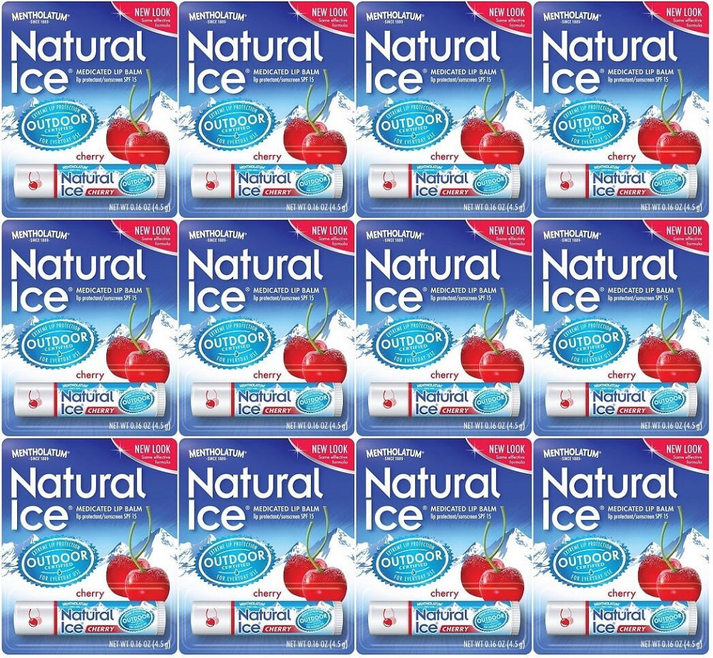 Pack of 12 Natural Ice Cherry Mentholatum Medicated Lip Protectant SPF ...