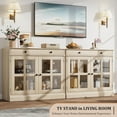 thumbnail image 5 of Senfot Buffet Cabinet, Shelf Adjustable Accent Storage Cabinet with a Large Drawer, Modern Buffet Sideboard with 2 Glass Doors, Wood Color Cupboard for Kitchen, Dining Room, Entryway, 5 of 8