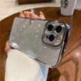 thumbnail image 3 of Luxury Plating Silicone Glitter Transparent Case For iPhone 15 14 11 12 13 Pro Max Mini XR X XS 6 7 8 Plus SE Shockproof Cover, 3 of 5