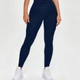 thumbnail image 4 of Women Solid Denim Yoga Pants High Waist Butt Lifting High Stretch Slim Fit Workout Sports Active Pants Dark Blue M, 4 of 8