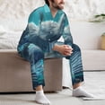 thumbnail image 7 of Naloa Cat Underwater Fantasy Men’s Pajamas Set - Long Sleeve Button Down Sleep Shirt and Pajama Bottoms Sleepwear Set-XX-Large, 7 of 7