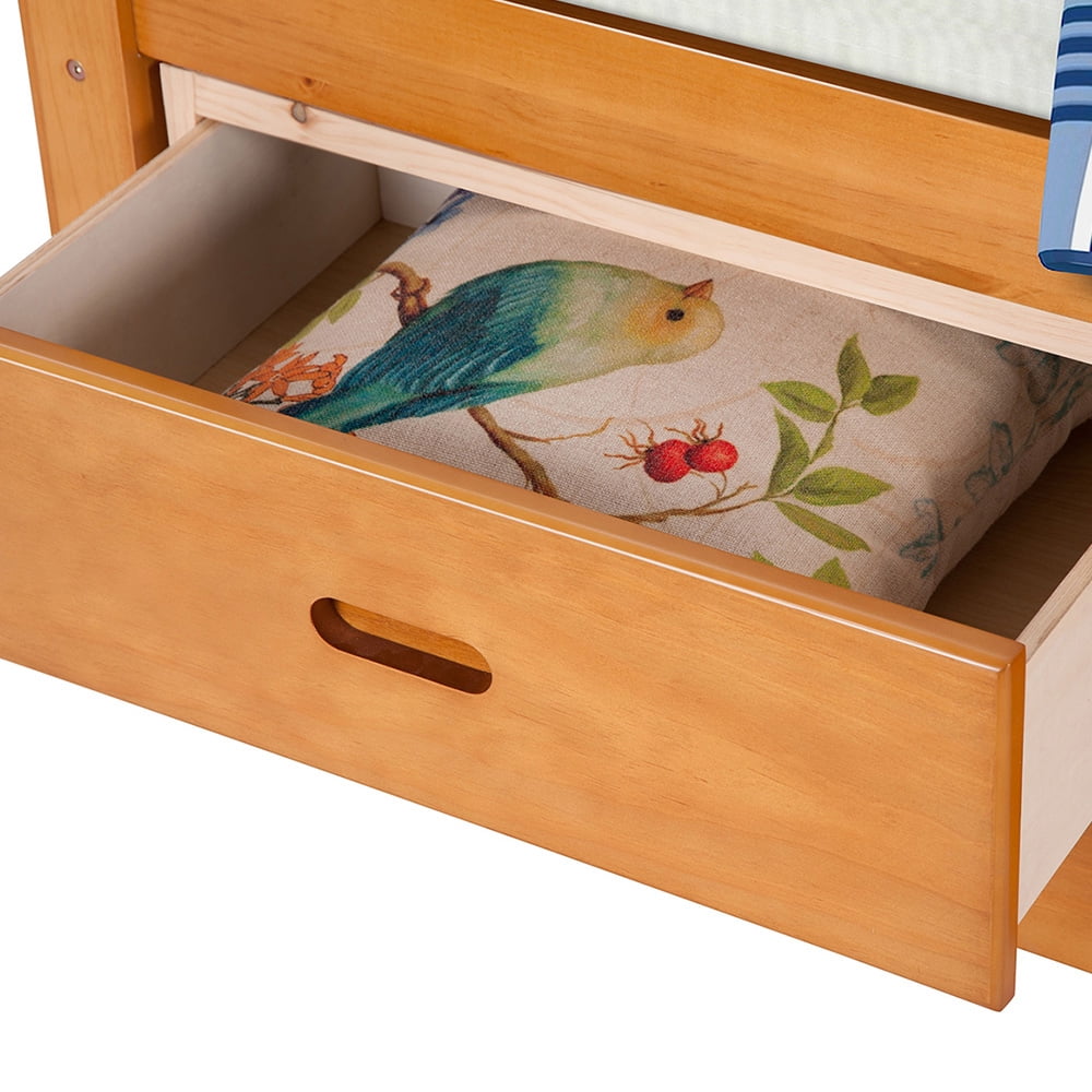 Private Jungle Solid Wood Twin Size Bed with Storage, Platform Bed with 6 Drawers-Oak