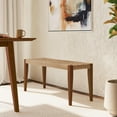 thumbnail image 2 of Linon Patty Rubberwood 2 Tone Bench Handwoven Rope Seat 18" High in Brown Stain, 2 of 11