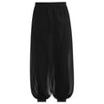 thumbnail image 4 of YiZYiF Kids Girls Chiffon Flowy Modern Dance Pants Belly Dancewear Arabic Princess Wide Leg Trousers Black 16, 4 of 7