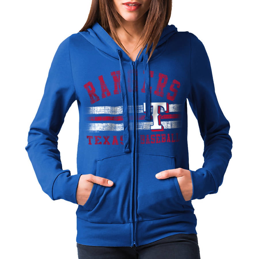 MLB Texas Rangers Women's Fleece Zip Up Graphic Hoodie - Walmart.com ...