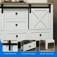 thumbnail image 4 of Dextrus 60'' Bathroom Vanity with 2 Sink Combo & Barn Door, Farmhouse Freestanding Bathroom Storage Cabinet with 5 Drawers, White, 4 of 10