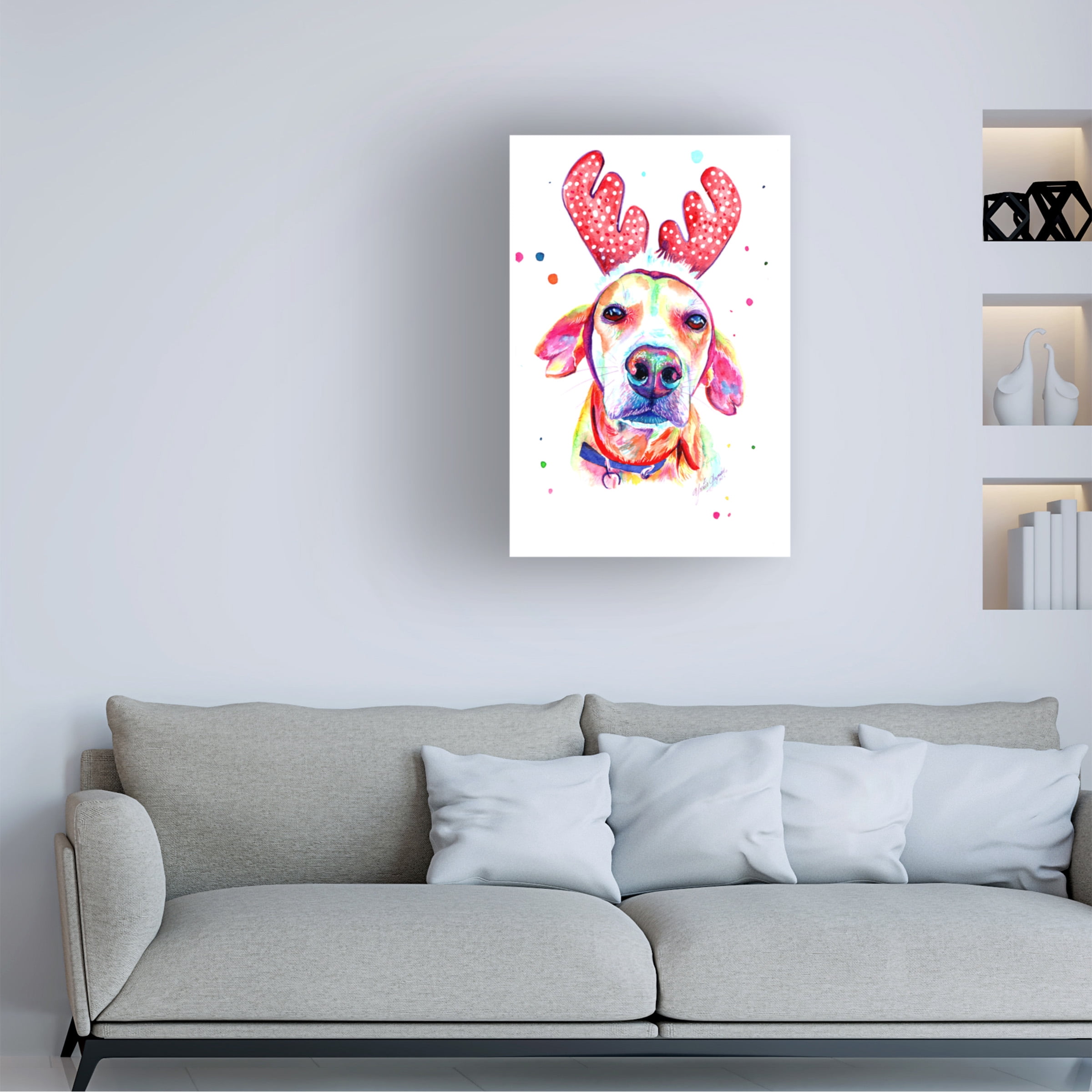 Yubis Guzman 'Dog At Christmas' Canvas Art