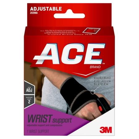 ACE Brand Wrist Support, Adjustable, Black, 1/Pack