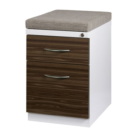 UPC: 0029404230714 | Hirsh 20  Deep Mobile Pedestal File Cabinet 2 Drawer Box-File with Laminate Drawer Fronts & Seat Cushion  White/Chinchilla/Walnut