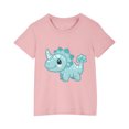 thumbnail image 3 of T-Shirts à Manches Courtes pour Enfants Garçons Filles 3-10 Ans Dinosaure Col Rond Coton Imprimé Mode Mignon Rose, 3 of 5