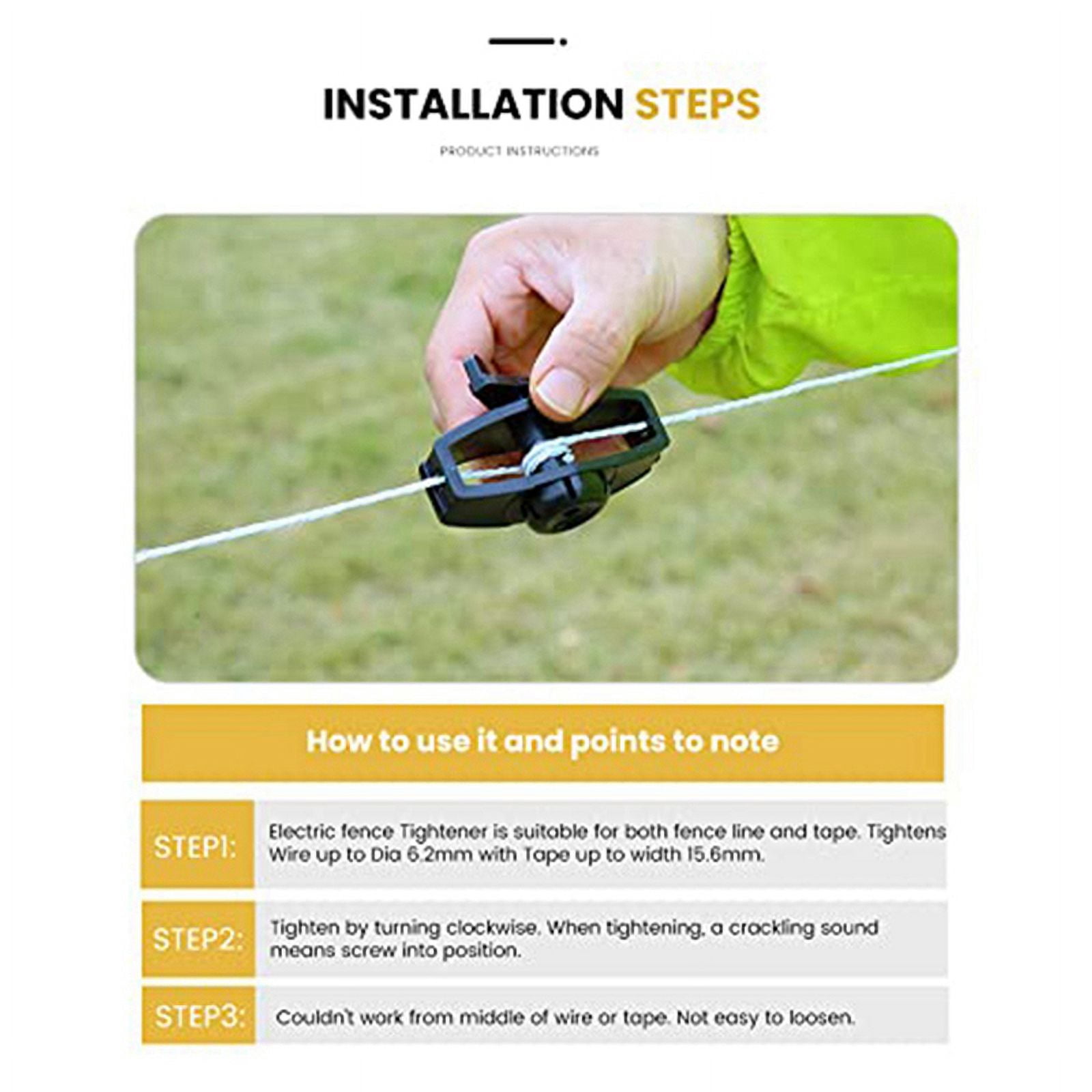 Plastic Electronic Fence Wire Tensioner Livestock Electric Fence Wire Portable Tape Tighteners for Farm Accessories 72Pc