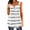 White, variant on Women Stripe Print Buttons Pleated Tank Sleeveless Crew Neck Scoop Hem Top